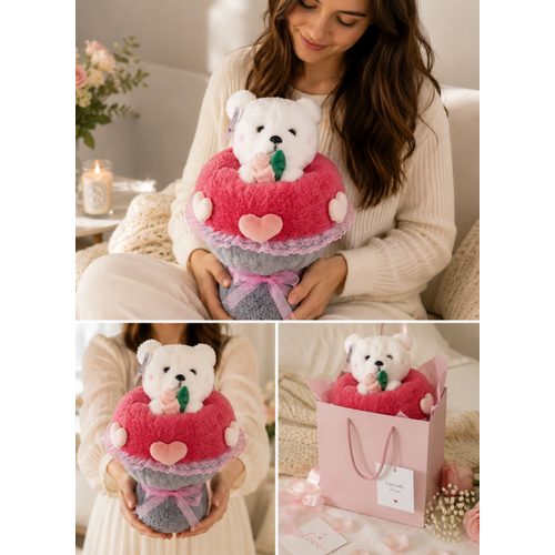 Pelu� Ay�c�kl� Hediye Buketi 40x30 cm