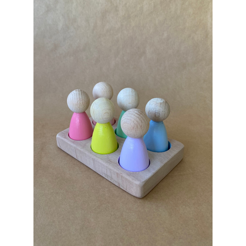 Ah�ap Peg Bebek Renk E�le�tirme Oyunca�� ? 6?l� Peg Tabla ? Montessori Duyusal Oyuncak