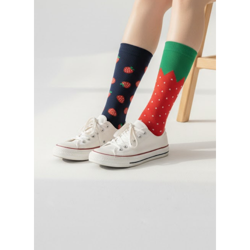 Sa�l� Sollu �ilek Desenli Soket �orap 2?li Set ? %85 Pamuk, 36-42 Numara (2 �ift)