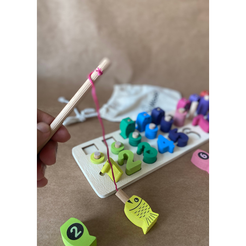 Ahap Manyetik Olta ile Balk Tutma & Say Sralama Oyunu | Montessori Eitici Oyuncak (1241 cm)