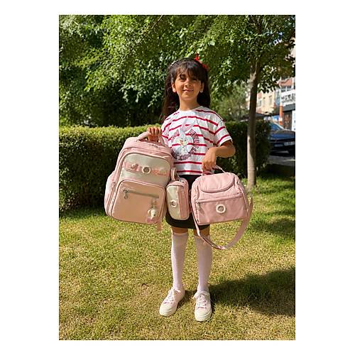 K�z �ocuk 3l� Okul �antas� Seti �lkokul �antas� Pembe