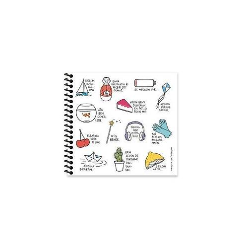 Hisli �eyler � Ba�lanam�yorum Stickerl� Sert Kapak Spiralli Defter