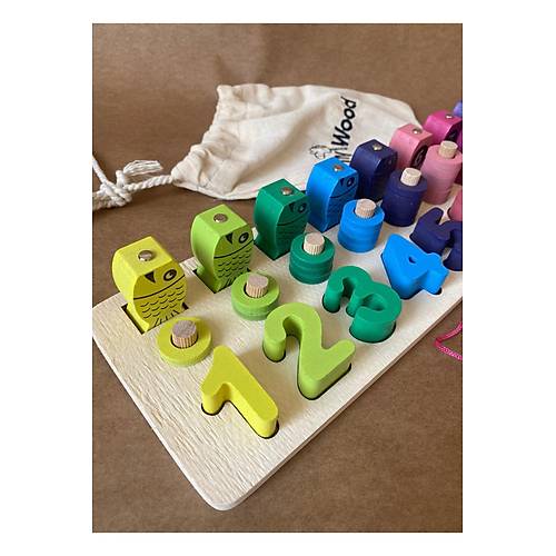 Hamaha Ah�ap Manyetik Olta ile Bal�k Tutma & Say� S�ralama Oyunu  Montessori E�itici Oyuncak (12�41 cm)