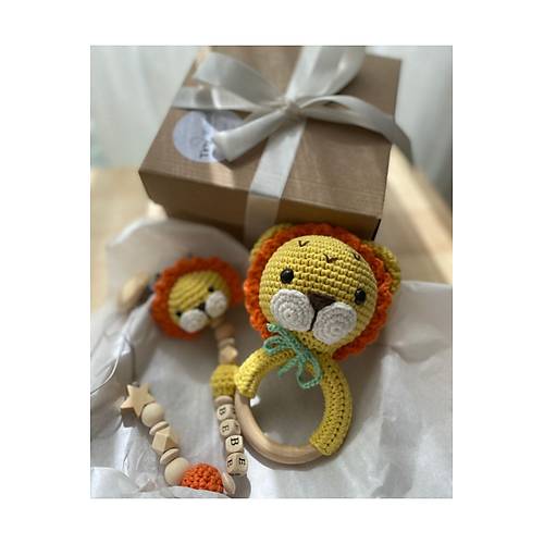 Naturel Aslanc�k Bebek Seti | El Yap�m� Amigurumi ��ng�rak & �simli Emzik Zinciri