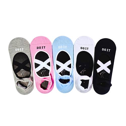 Kaymaz Tabanl� Pilates Yoga �orab� 5?li Set ? Kad�n Balerin Patik Spor �orap