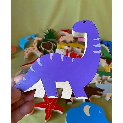Ahap Dinozor Seti  5 Para El Yapm Montessori Eitici Ahap Oyuncak | Tiny Wood