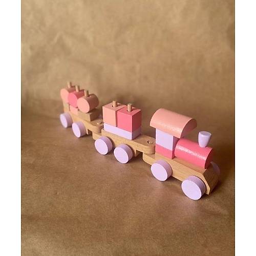 Ahap Bloklu Eitici Bul-Tak Tren Oyuncak Seti (Pembe Lila)