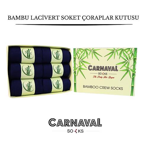 6'l Premium Unisex Lacivert Bambu Soket orap Seti ? Kutulu
