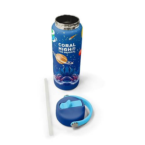 Lacivert Astronot Desenli Katlan�r A��zl�kl� �elik Termos 650 ml 38334
