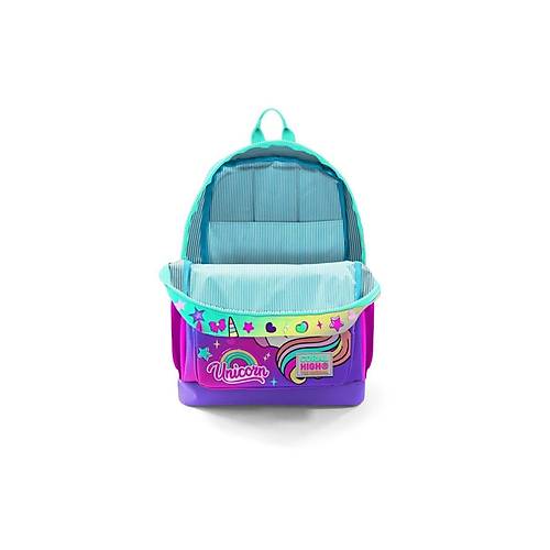 Kids Lavanta Su Ye�ili Unicorn Desenli D�rt B�lmeli Okul S�rt �antas� 23729