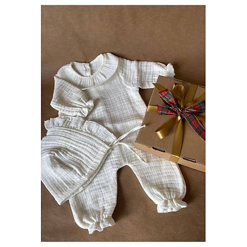 Yenido�an K�z Bebek Organik M�slin F�rf�rl� Bebe Yaka Tulum | Hastane ��k��� ve Hediyelik Set