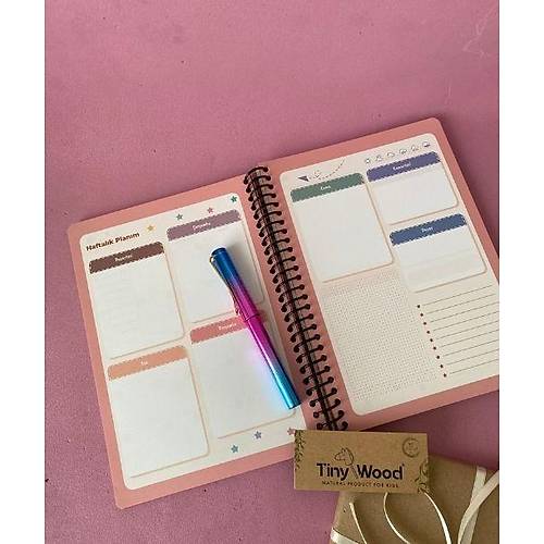 Stickerl Sresiz Ajanda | Sert Kapakl Spiralli Planlayc Defter (1724 cm)