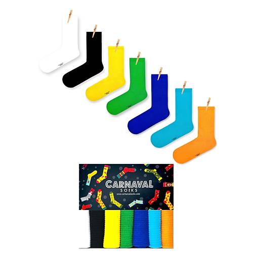 7li Dz Sade Renkli Spor orap Seti | Unisex Gnlk ve Spor Kullanm oraplar