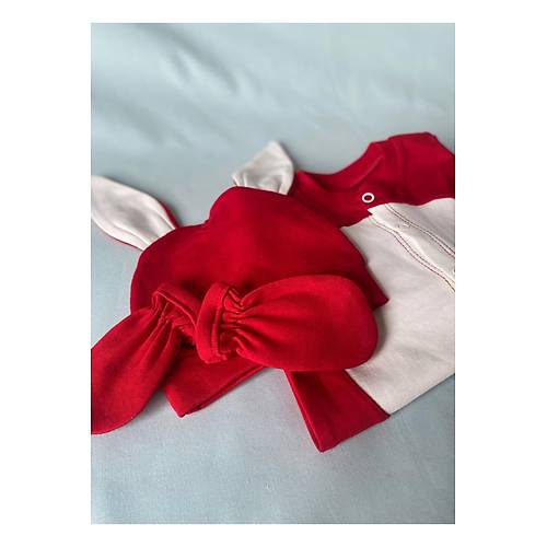 Yenido�an Bebek K�rm�z� Beyaz Tav�anl� Tulum Seti | 0-3 Ay