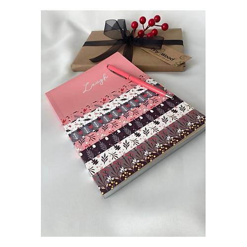 �zel Tasar�m �izgili Defter 96 Yaprak, Yald�zl� Kenar & Kalem Hediyeli Defter