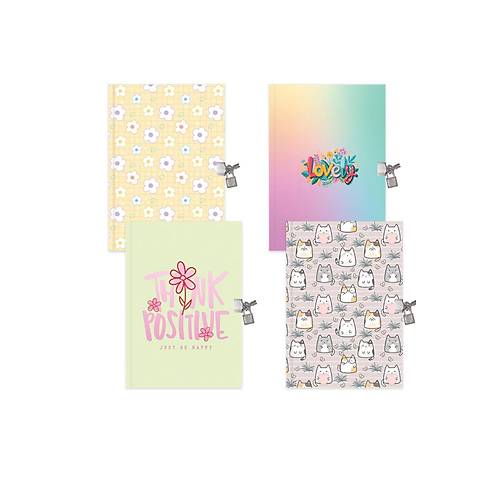 Kilitli Hat�ra ve G�nl�k Defteri � 14x20 cm, 80 Yaprak (�e�itli Kapak Desenleri)