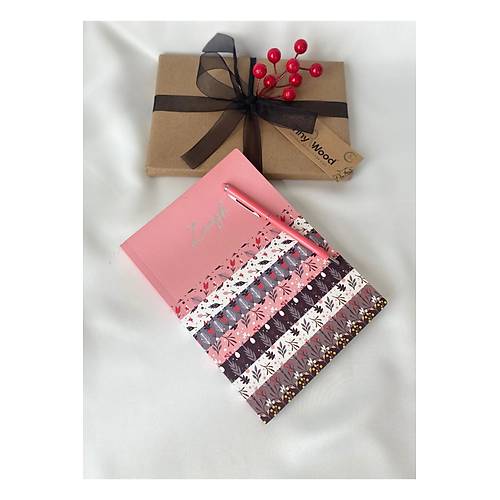 �zel Tasar�m �izgili Defter 96 Yaprak, Yald�zl� Kenar & Kalem Hediyeli Defter