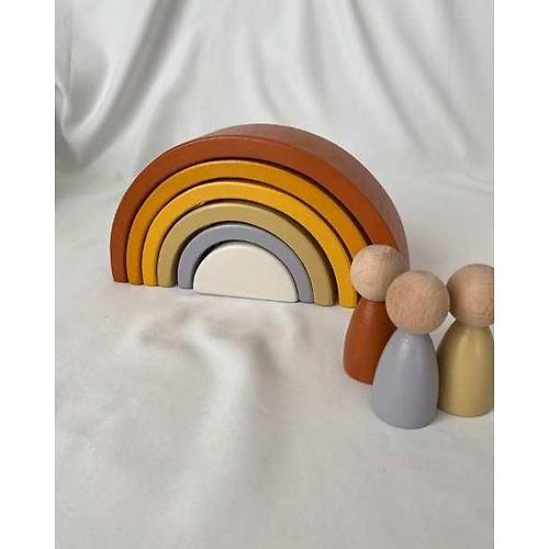 Waldorf Gkkua Serisi 6l Pastel Renk (Sar-Kahve) | Doal Ahap Ak Ulu Oyun Seti