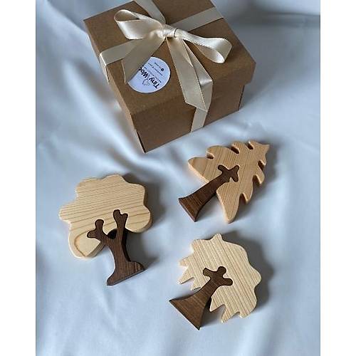 Ah�ap Montessori Oyuncak A�a� Puzzle Seti, Ah�ap Oyuncak A�a� 3 l�