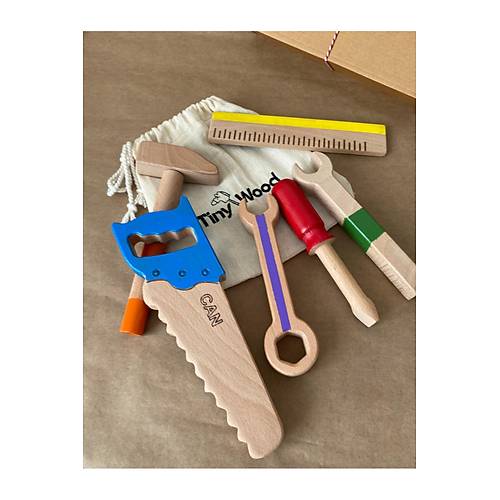 �sme �zel Renkli Ah�ap Oyuncak Tamir Seti � Do�al Masif Montessori Oyuncak