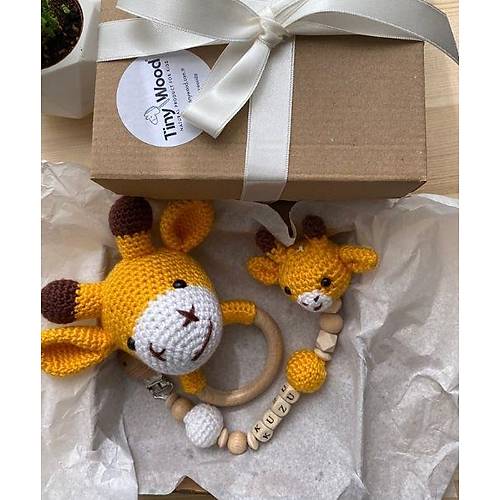 Sar Zrafa Bebek Seti | Amigurumi ngrak & simli Emzik Zinciri