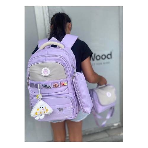 K�z �ocuk �lk��retim �antas� Ultra Hafif ilkokul / Ortaokul Okul 3 l� �anta Seti Pembe-Lila -Gri