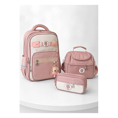 K�z �ocuk 3l� Okul �antas� Seti �lkokul �antas� Pembe