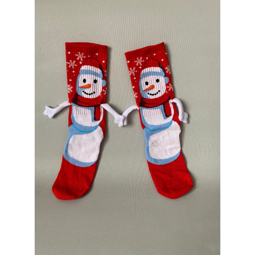 Y�lba�� �zel El Ele Tutu�an Kardan Adam �orab� ? M�knat�sl� (Tekli) K�rm�z� �orap