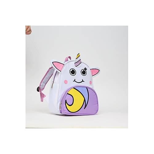 Beyaz Unicorn Anaokulu Yuva S�rt �antas� Unicorn K�z �ocuk Ana Okul �antas�