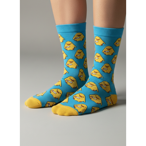 Sar� Civciv Desenli Unisex Soket �orap (1 �ift) ? E�lenceli & Renkli