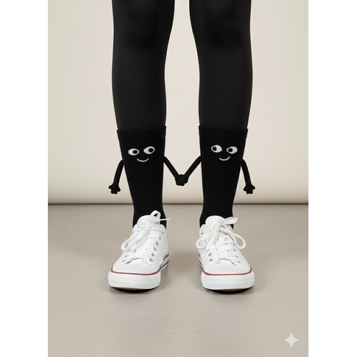 Kad�n Erkek M�knat�sl� Elele Tutu�an �orap, Halay �eken Kanka �orab� Siyah