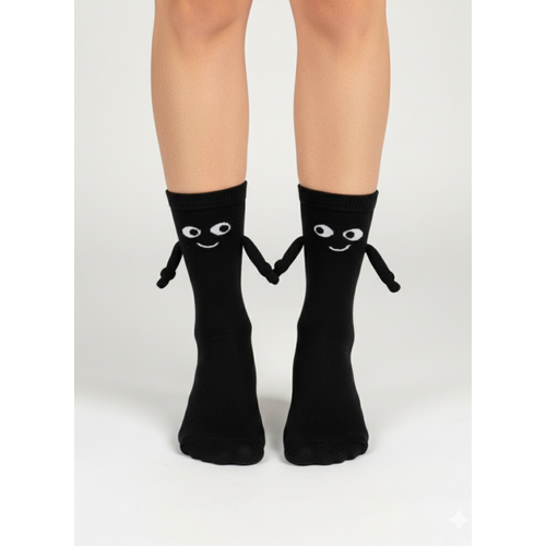 Kad�n Erkek M�knat�sl� Elele Tutu�an �orap, Halay �eken Kanka �orab� Siyah