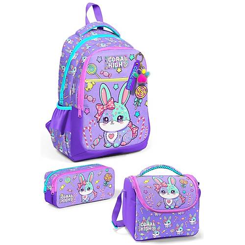 Kids Milka Su Ye�ili Tav�an Desenli 3?l� Okul �anta Seti SET0133255
