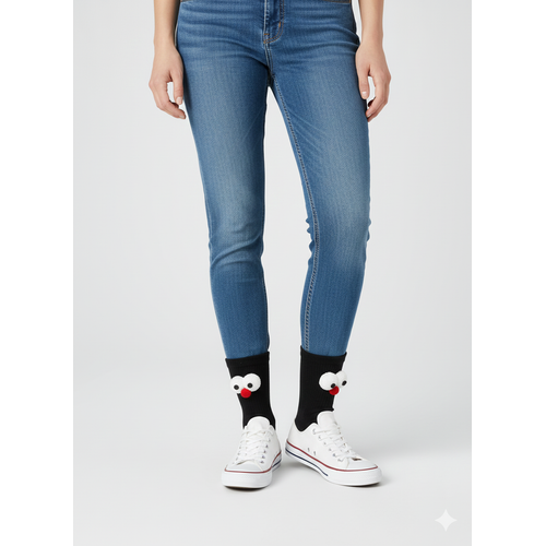 P�rtlek G�zl� Renkli �orap, Spor �orap Siyah