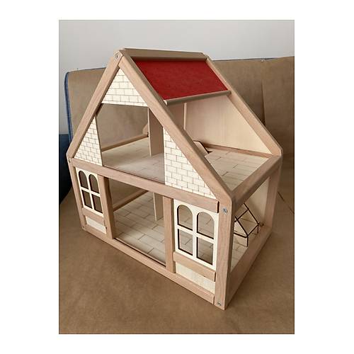 Ah�ap Oyun Evi | Do�al Montessori K�rm�z� �at�l� Ev | El Yap�m� Ah�ap Oyuncak