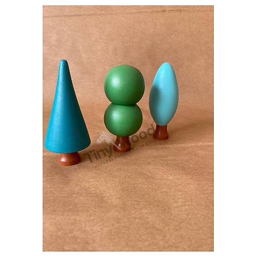Ah�ap Montessori Orman A�a�lar� Seti | 3�l� El Yap�m� Do�al Oyuncak