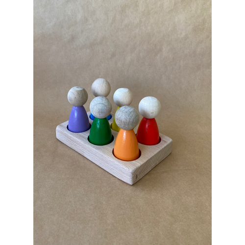 Ah�ap Peg Bebek Renk E�le�tirme Oyunca�� ? 6?l� Peg Tabla ? Montessori Duyusal Oyuncak