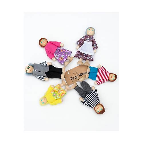 Ah�ap Kukla Aile Seti 6'l� | Montessori E�itim Oyunca�� | Oyun Evi Fig�rleri