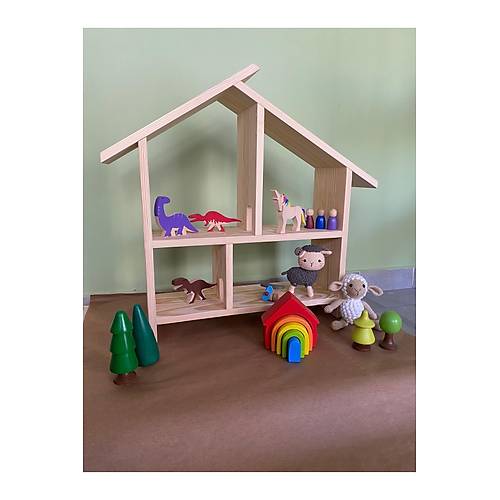 Ah�ap Montessori �ocuk Oyun Evi - Do�al El Yap�m� B�y�k Boy Oyuncak Ev