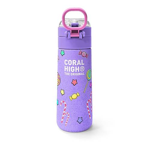 Kids Milka Su Ye�ili Tav�an Desenli Pipetli ve Direkt ��im �elik Termos 500 ml