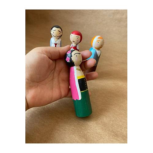 El Yap�m� Ah�ap Peg Bebek Seti | �nl� Ressamlar Serisi | Tiny Wood