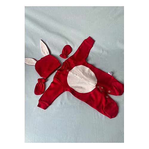 Yenido�an Bebek K�rm�z� Beyaz Tav�anl� Tulum Seti | 0-3 Ay