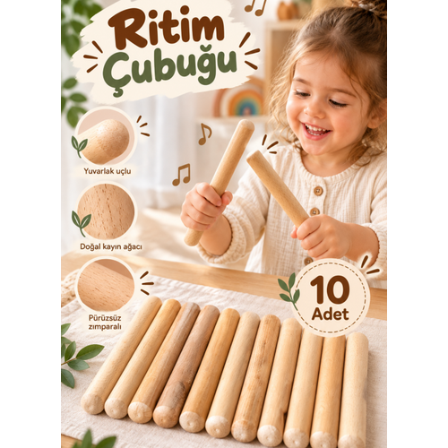 10'lu Ah�ap Ritim �ubu�u ? Do�al Ah�ap M�zik ve Ritim Oyunca��