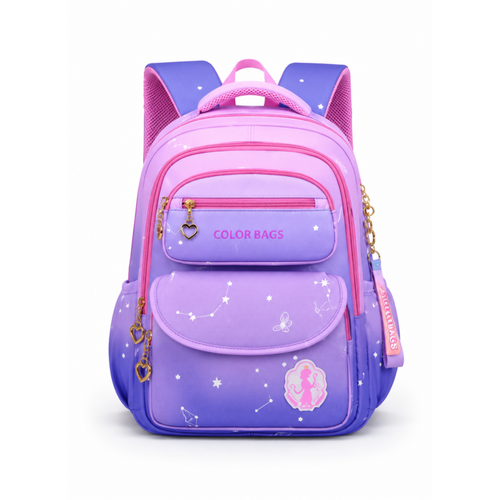 K�z �ocuk �lk��retim �antas� Ultra Hafif Ortopedik S�rt Okul �antas�  (Pembe-Lila-Mor)