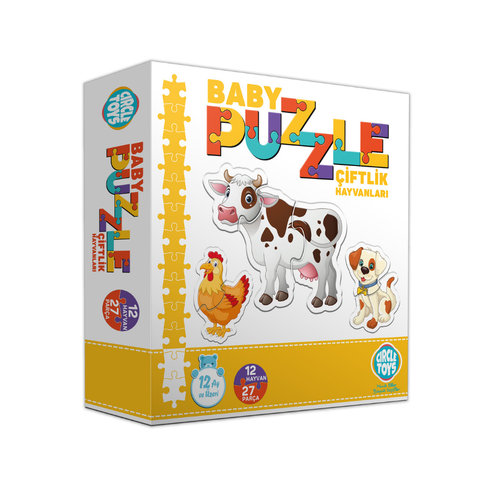Baby Puzzle iftlik Hayvanlar 27 Para | 12 Ay ve zeri Eitici Yapboz Seti