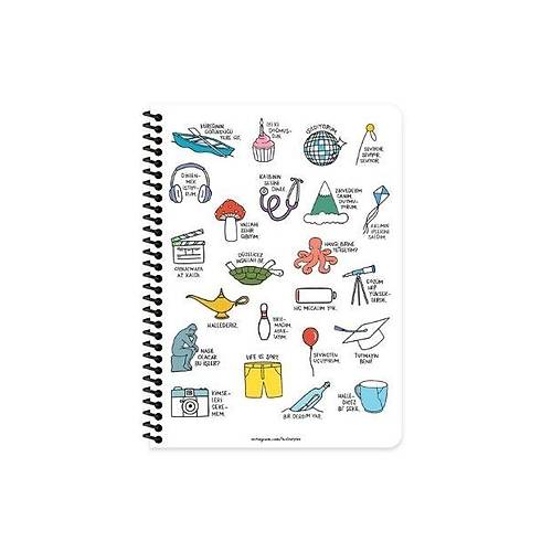 Hisli eyler  Hallederiz Temal Spiral izgili Defter (80 Yaprak, 16,5x22,5 cm)