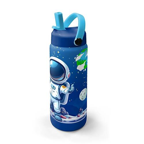 Lacivert Astronot Desenli Katlan�r A��zl�kl� �elik Termos 650 ml 38334