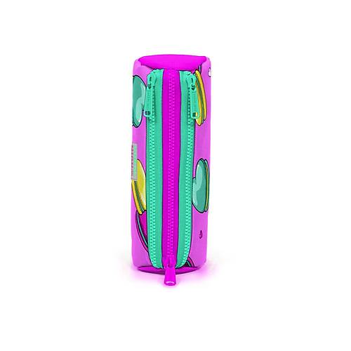 A��k Pembe Su Ye�ili Makaron Desenli �� B�lmeli Kalem �antas�