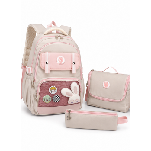 Kawaii Kore Tarz� Aksesuarl� Ve Ergonomik Okul S�rt �antas� Siyah-Bej-Gri| Beslenme, Kalemlik Set