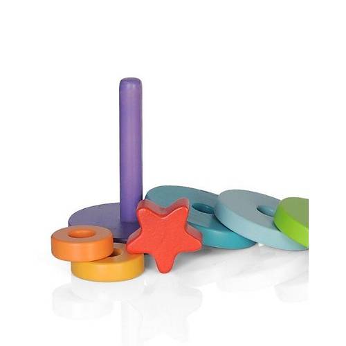 Ahap Renkli Yldz Kule/ Hanoi / Montessori Eitici Ahap Denge Oyunca Doal El Yapm Ahap Blok Seti